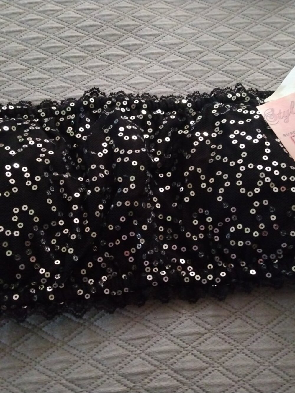 Black Sequin / Black Lace Bandeau Bras Style Solutions by Fashion Forms